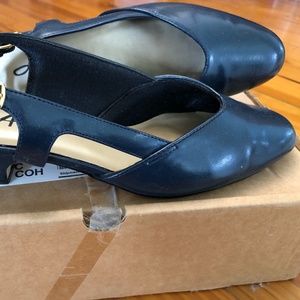 Annie Navy Slingback Low Heels
